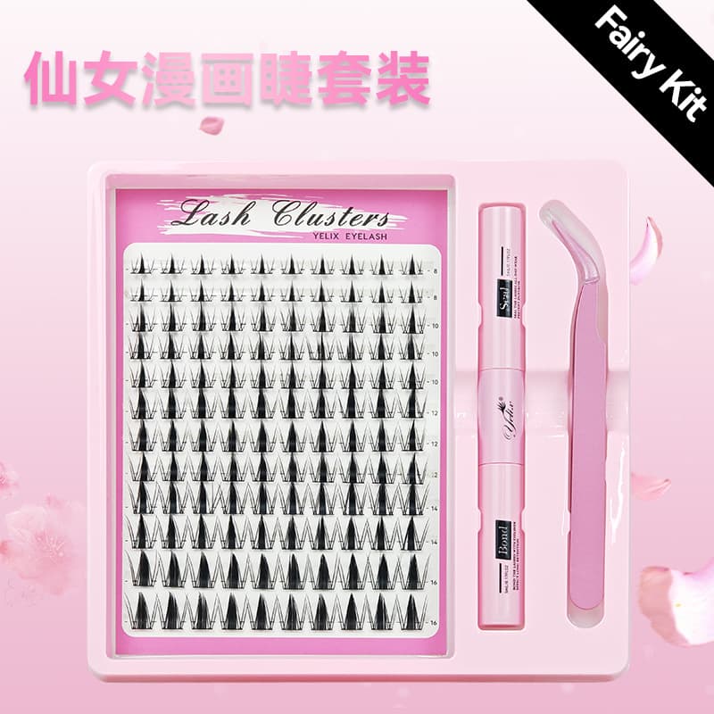 12 rows, 120 clusters [Fairy Kit] fairy manga eyelashes + tools