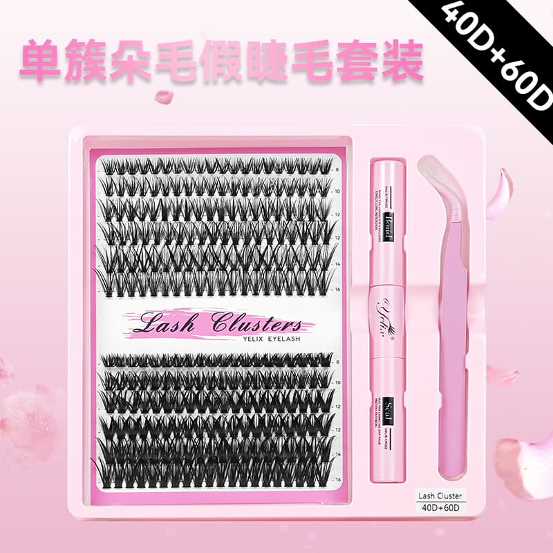 12 rows, 240 clusters [40D+60D] eyelashes + tools