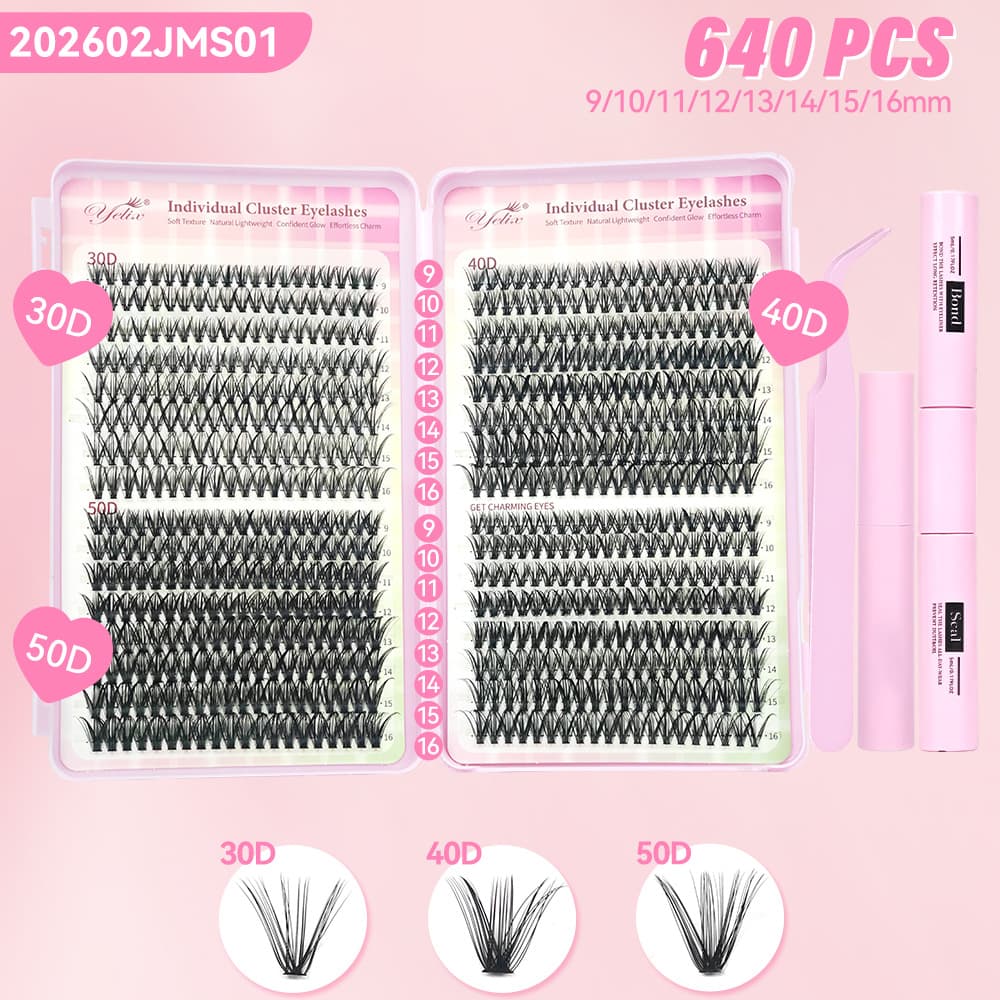 32 rows, 640 clusters, eyelash book 30D40D50D + 3 tools