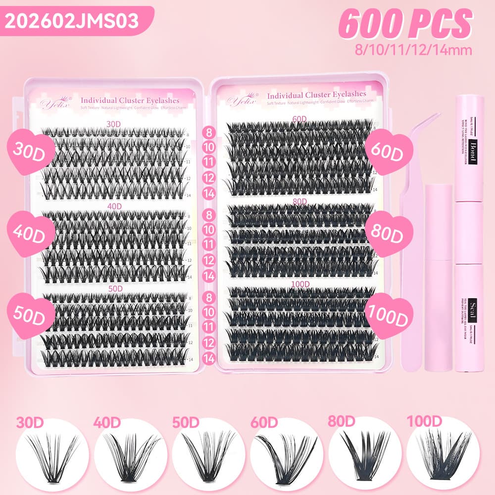 30 rows, 600 clusters, eyelash book 30D40D50D60D80D100D + 3 tools