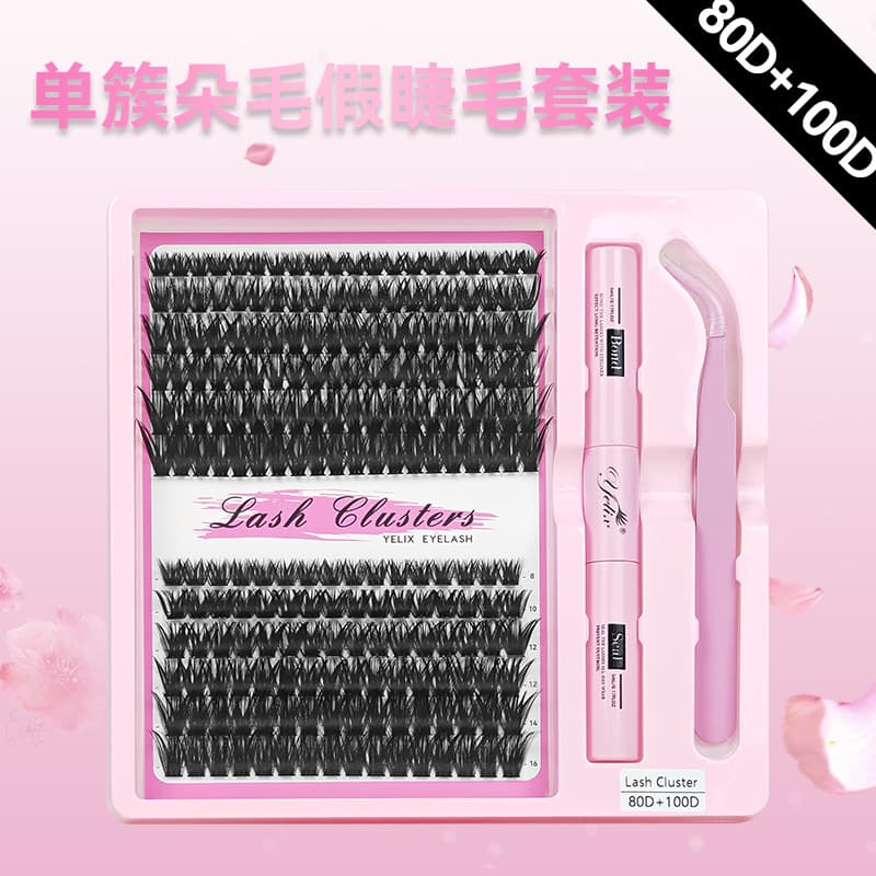 12 rows, 240 clusters [80D+100D] eyelashes + tools