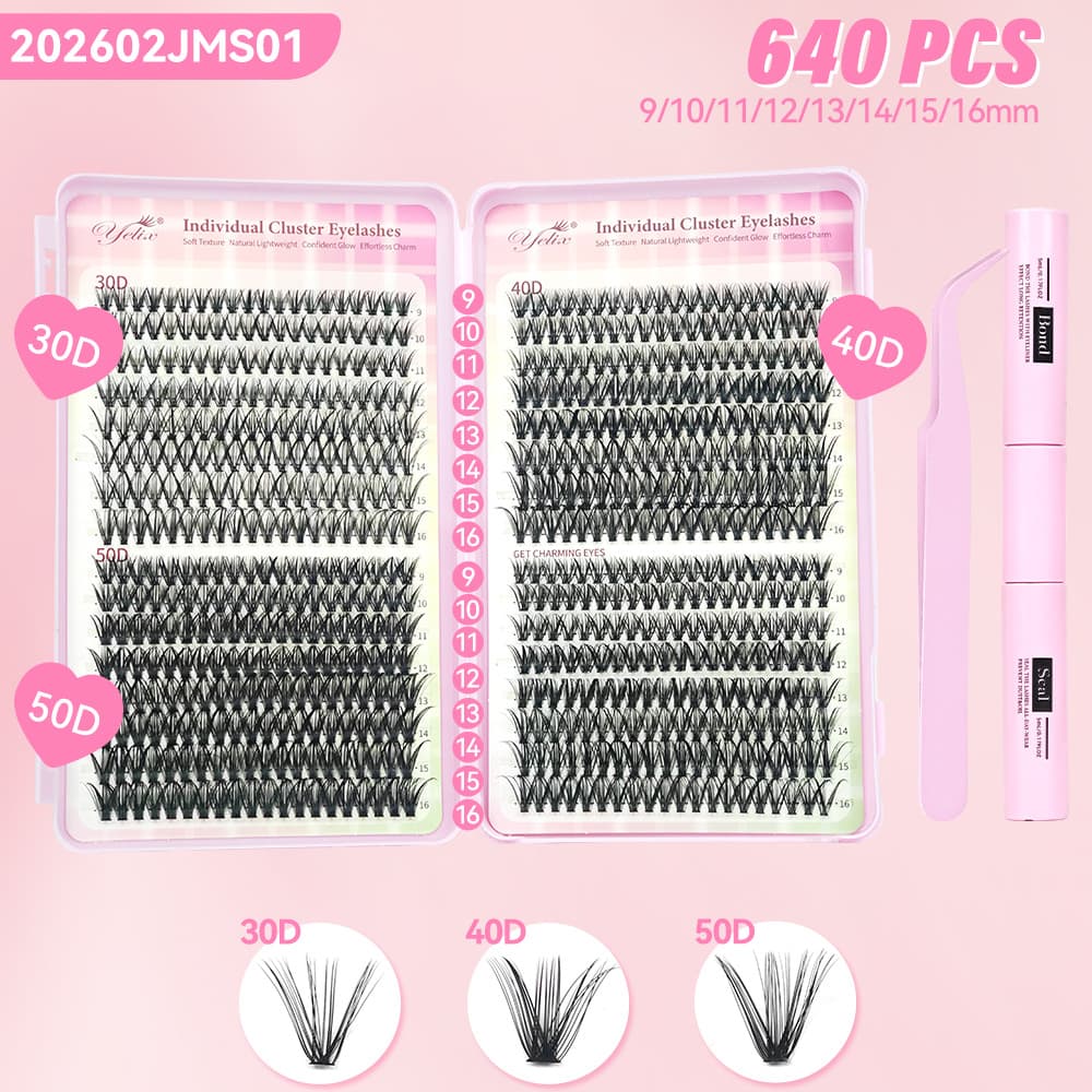 32 rows, 640 clusters, eyelash book 30D40D50D + 2 tools