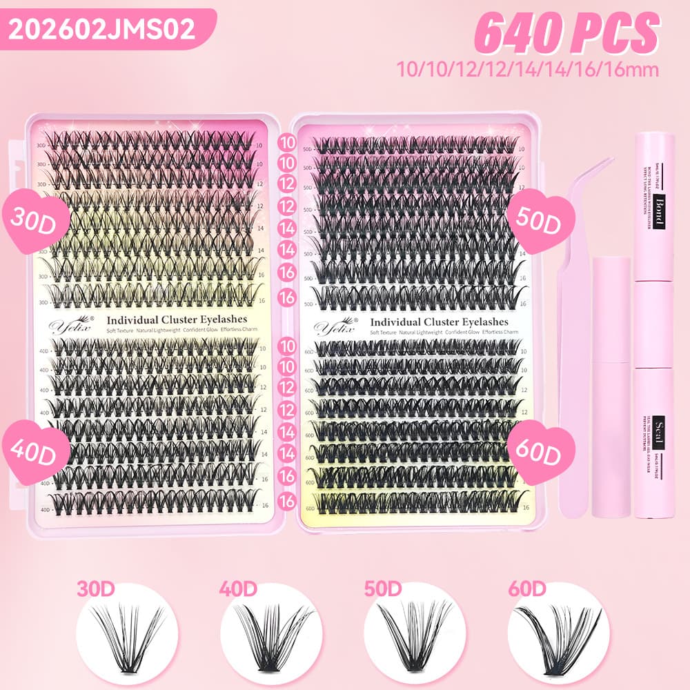 32 rows, 640 clusters, eyelash book 30D40D50D60D + 3 tools