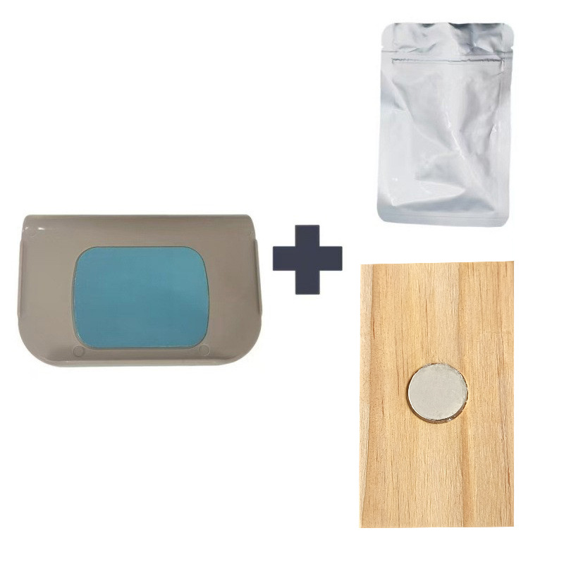 Clip marrón + bolsa OPP + imán de madera natural 2pc (empaque en caja de cartón)