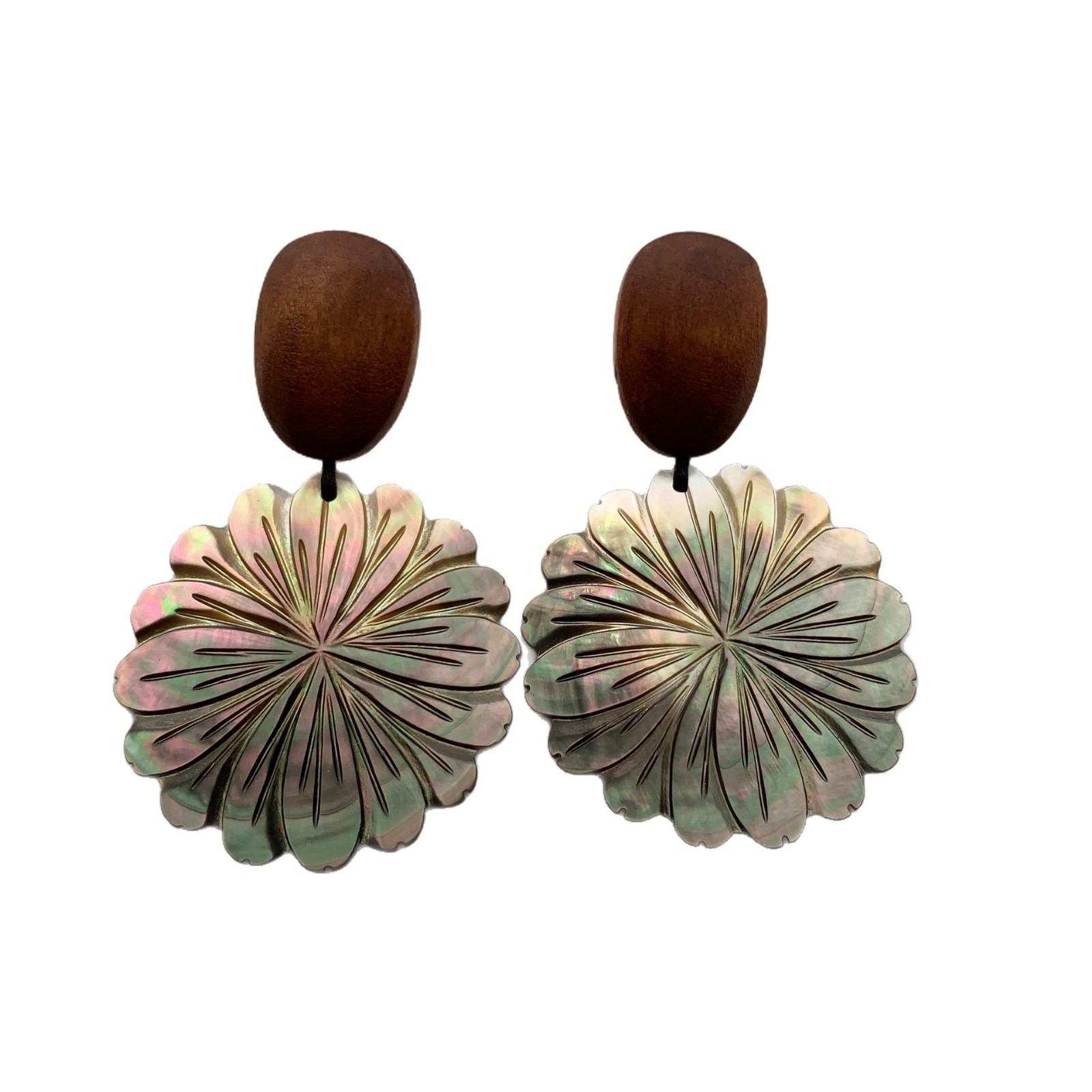 Pendientes MONIES de concha negra natural, diseño exclusivo, estilo lujo discreto, con sensación de alta gama, pendientes de madera para - Image 5